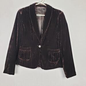 Daisy Fuentes Womens Size 8 Crushed Velvet Blazer Jacket Brown Y2K‎ Office Siren
